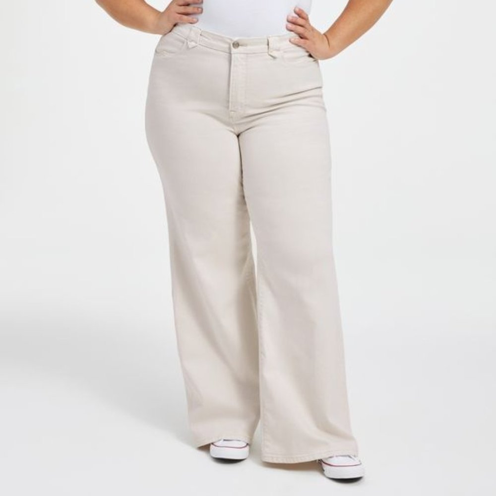 GOOD AMERICAN good waist palazzo jeans bone white 4